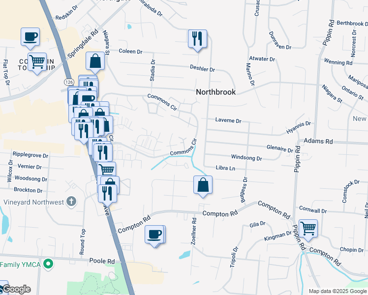 map of restaurants, bars, coffee shops, grocery stores, and more near 9311 Marker Drive in Cincinnati