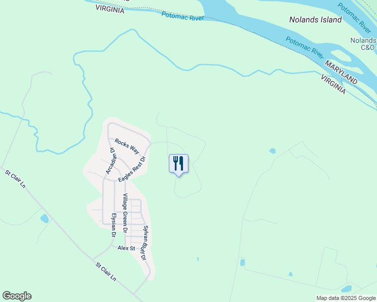 map of restaurants, bars, coffee shops, grocery stores, and more near 13450 Eagles Rest Drive in Leesburg