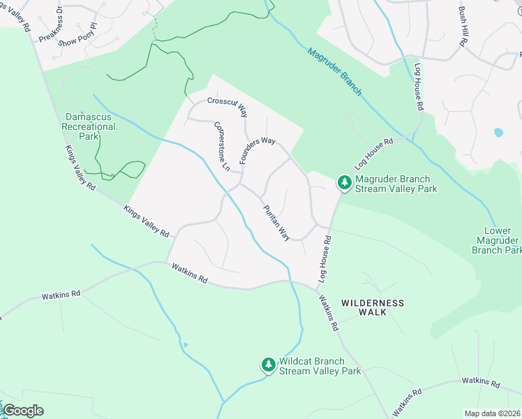 map of restaurants, bars, coffee shops, grocery stores, and more near 10024 Puritan Way in Damascus