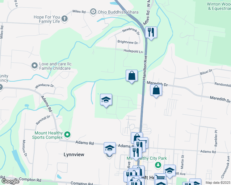 map of restaurants, bars, coffee shops, grocery stores, and more near 8121 Hamilton Avenue in Cincinnati