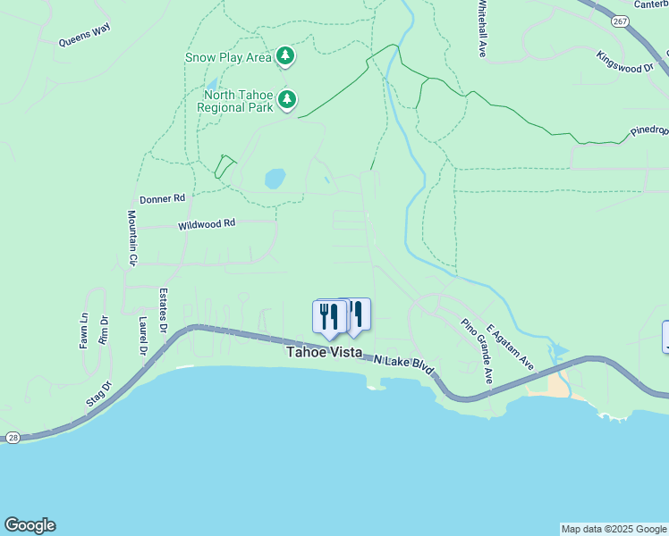 map of restaurants, bars, coffee shops, grocery stores, and more near 6910 Toyon Road in Tahoe Vista