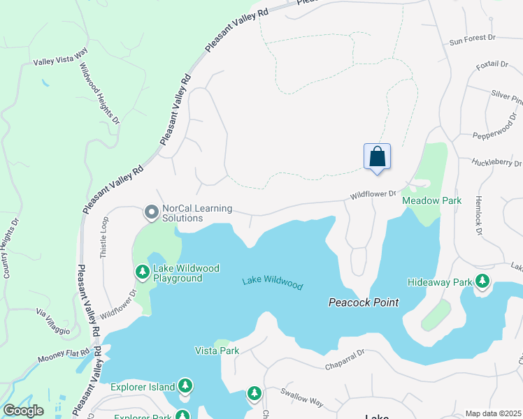 map of restaurants, bars, coffee shops, grocery stores, and more near 18634 Wildflower Drive in Penn Valley