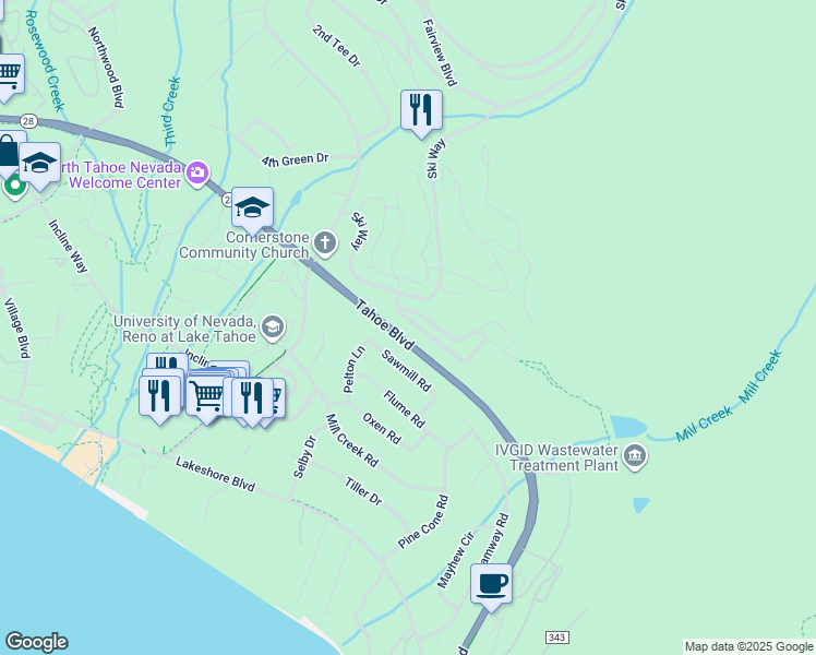 map of restaurants, bars, coffee shops, grocery stores, and more near 1021 Tomahawk Trail in Incline Village