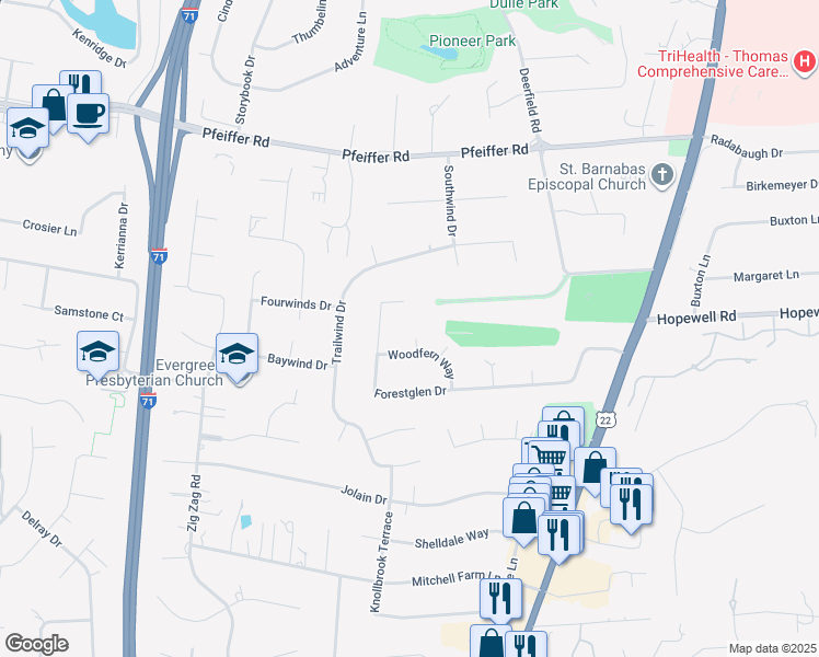 map of restaurants, bars, coffee shops, grocery stores, and more near 10204 Glenash Court in Cincinnati