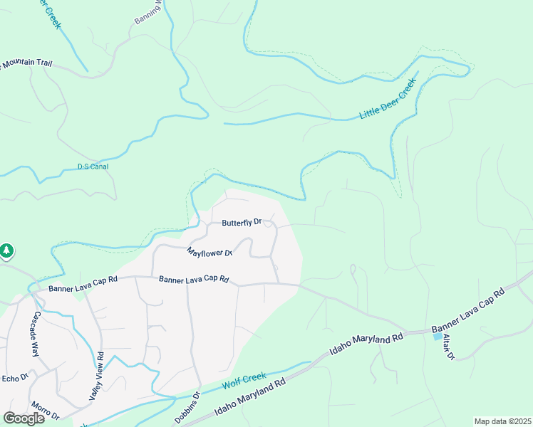 map of restaurants, bars, coffee shops, grocery stores, and more near 12840 Butterfly Drive in Nevada City