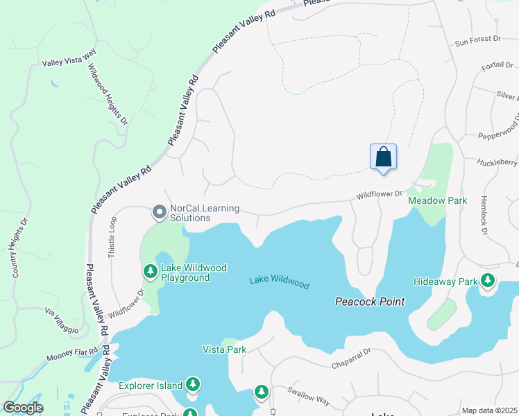 map of restaurants, bars, coffee shops, grocery stores, and more near 18634 Wildflower Drive in Penn Valley