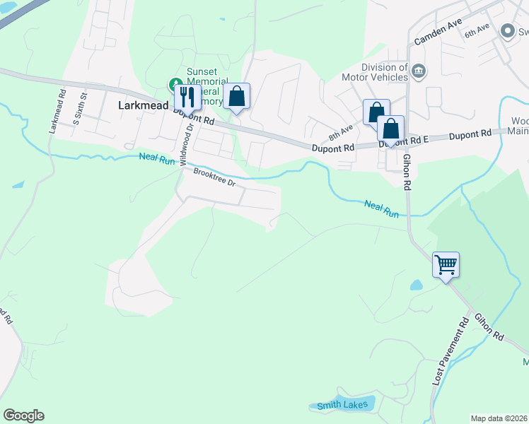 map of restaurants, bars, coffee shops, grocery stores, and more near 274 East Wildwood Drive in Parkersburg