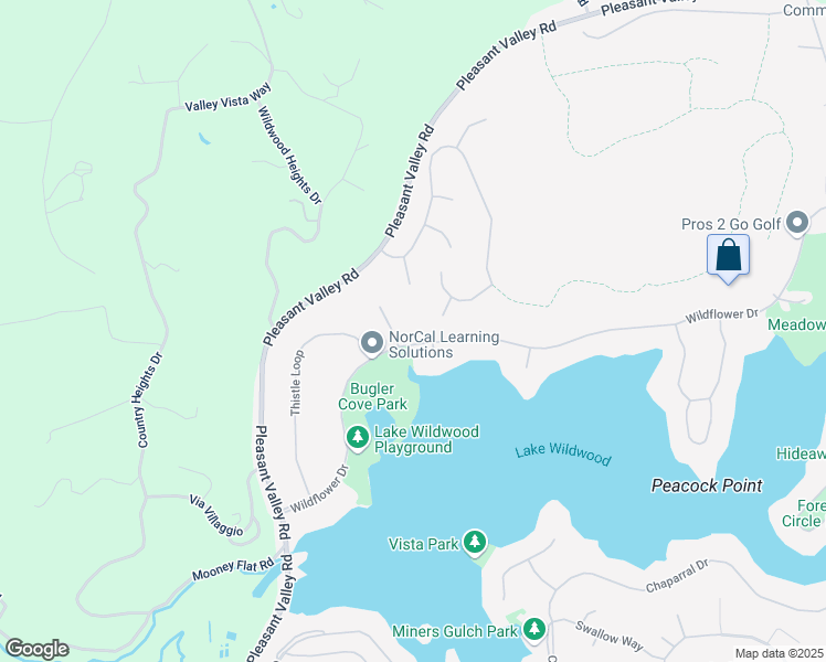 map of restaurants, bars, coffee shops, grocery stores, and more near 18932 Wildflower Drive in Penn Valley
