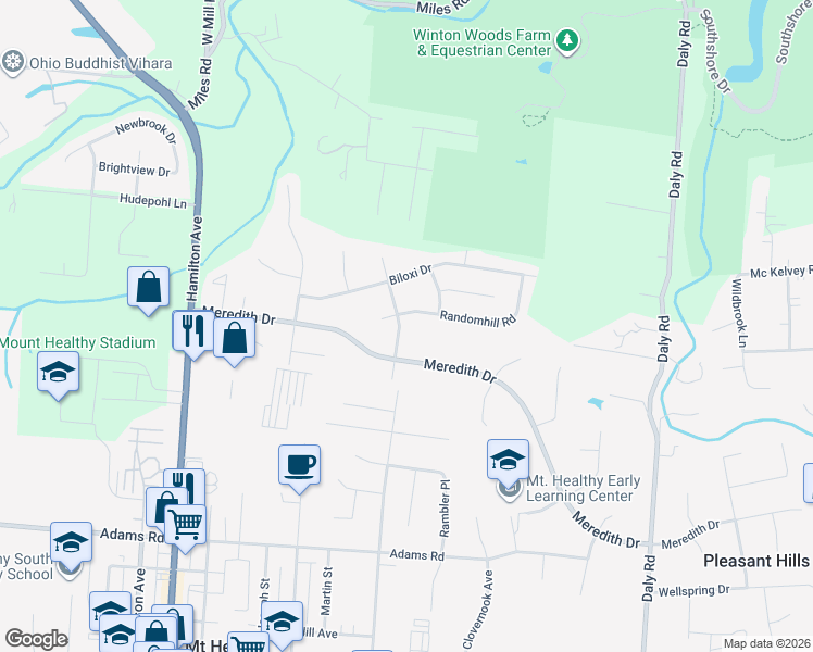 map of restaurants, bars, coffee shops, grocery stores, and more near 9620 Helmsley Way in Cincinnati