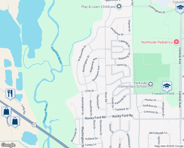 map of restaurants, bars, coffee shops, grocery stores, and more near 4011 Ridgeway Avenue in Columbus
