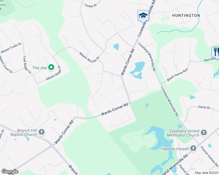 map of restaurants, bars, coffee shops, grocery stores, and more near 6571 Estate Lane in Loveland