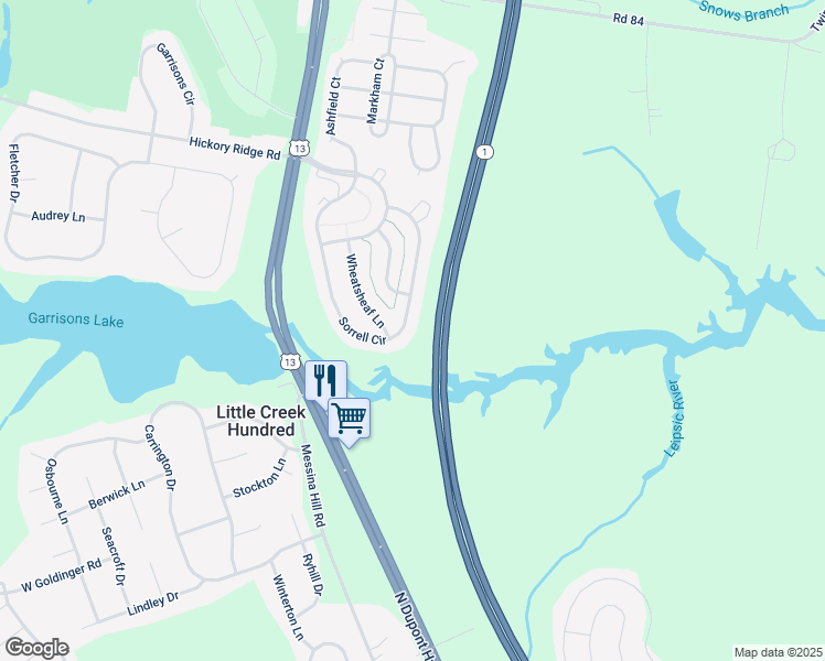 map of restaurants, bars, coffee shops, grocery stores, and more near 506 Sorrell Circle in Smyrna