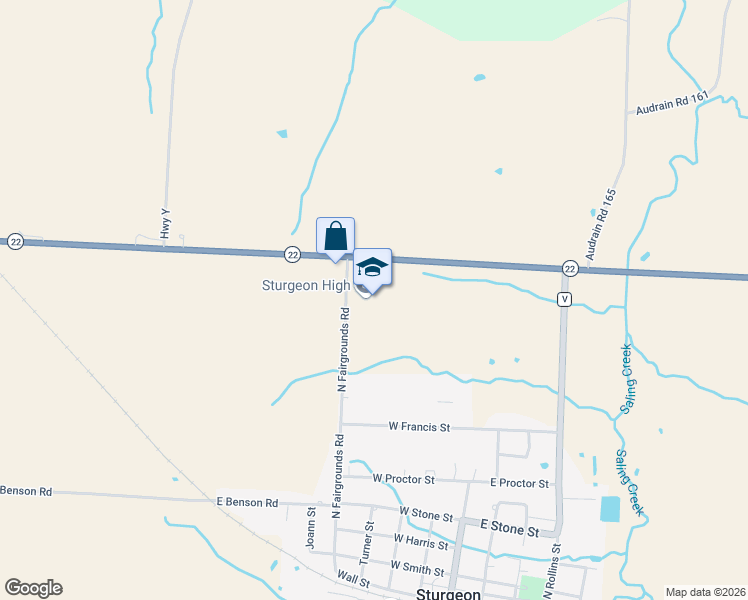 map of restaurants, bars, coffee shops, grocery stores, and more near 210 West Patton Street in Sturgeon