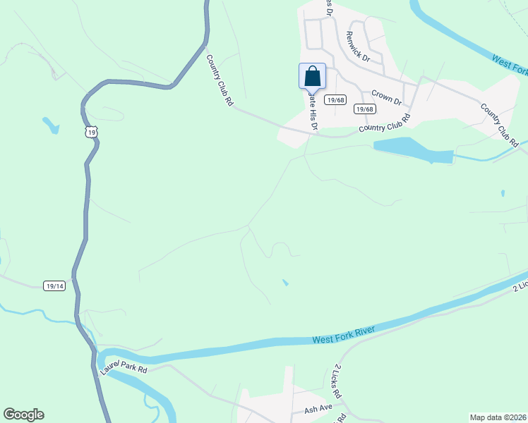 map of restaurants, bars, coffee shops, grocery stores, and more near 253 Branch of Colburns Creek in Clarksburg