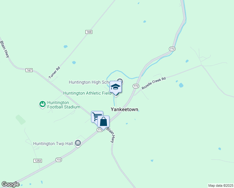 map of restaurants, bars, coffee shops, grocery stores, and more near 188 Huntsman Road in Chillicothe