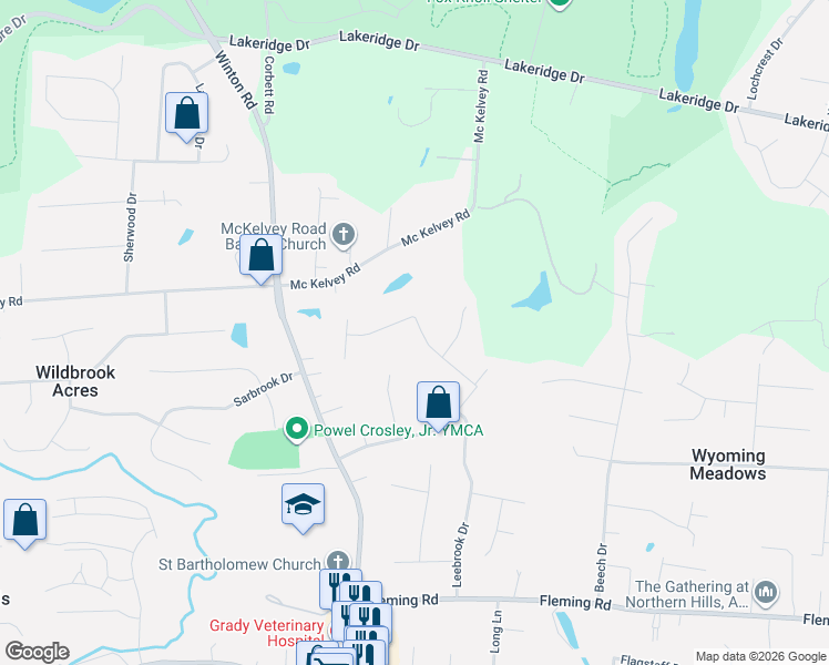 map of restaurants, bars, coffee shops, grocery stores, and more near 763 Woodfield Drive in Cincinnati