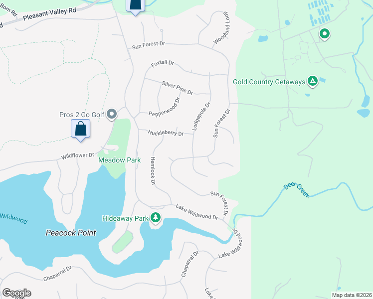 map of restaurants, bars, coffee shops, grocery stores, and more near 14130 Lodgepole Drive in Penn Valley