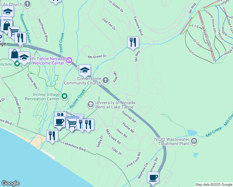 map of restaurants, bars, coffee shops, grocery stores, and more near 1014 Tahoe Boulevard in Incline Village