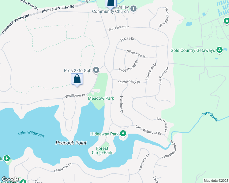 map of restaurants, bars, coffee shops, grocery stores, and more near 14137 Lake Wildwood Drive in Penn Valley