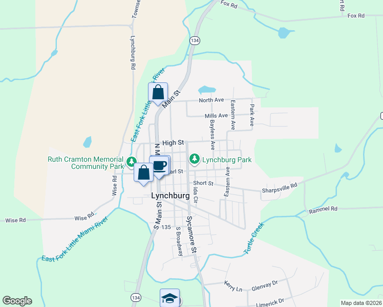 map of restaurants, bars, coffee shops, grocery stores, and more near 231 Sycamore Street in Lynchburg
