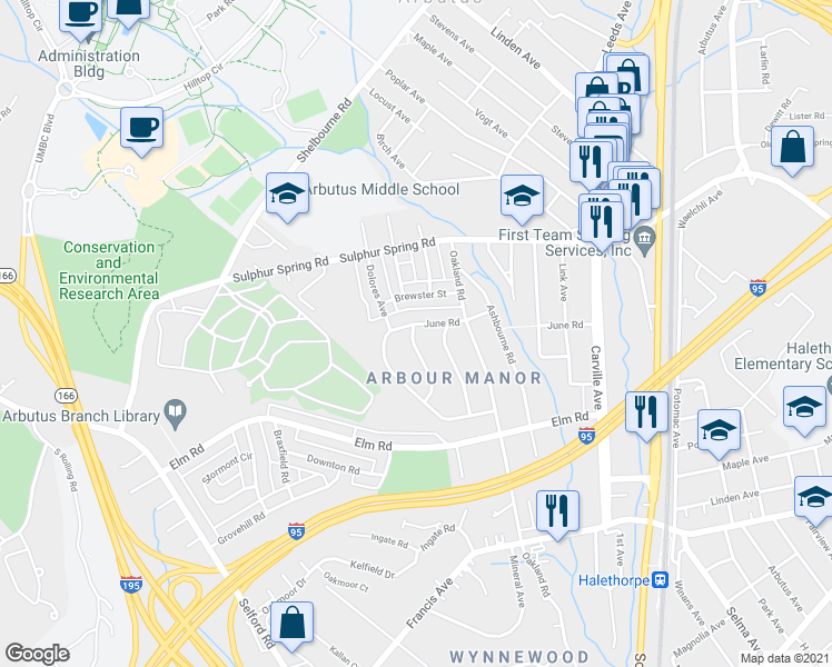 map of restaurants, bars, coffee shops, grocery stores, and more near 5511 Heatherwood Road in Halethorpe
