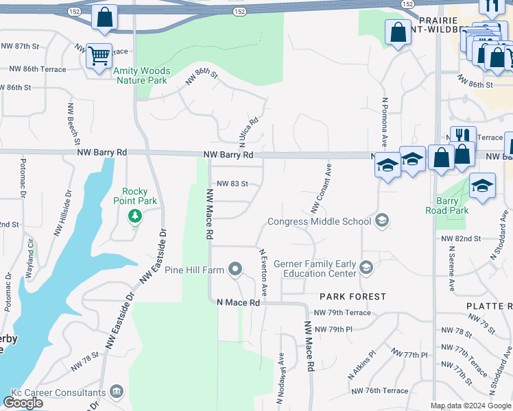 map of restaurants, bars, coffee shops, grocery stores, and more near in Kansas City