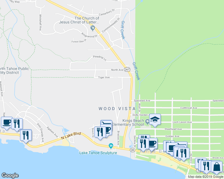 map of restaurants, bars, coffee shops, grocery stores, and more near 7833 Mashie Avenue in Tahoe Vista
