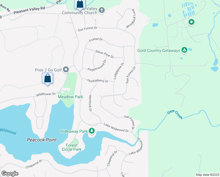map of restaurants, bars, coffee shops, grocery stores, and more near 14130 Lodgepole Drive in Penn Valley