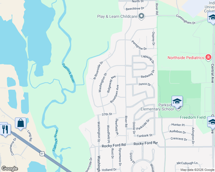 map of restaurants, bars, coffee shops, grocery stores, and more near 4206 Ridgeway Avenue in Columbus