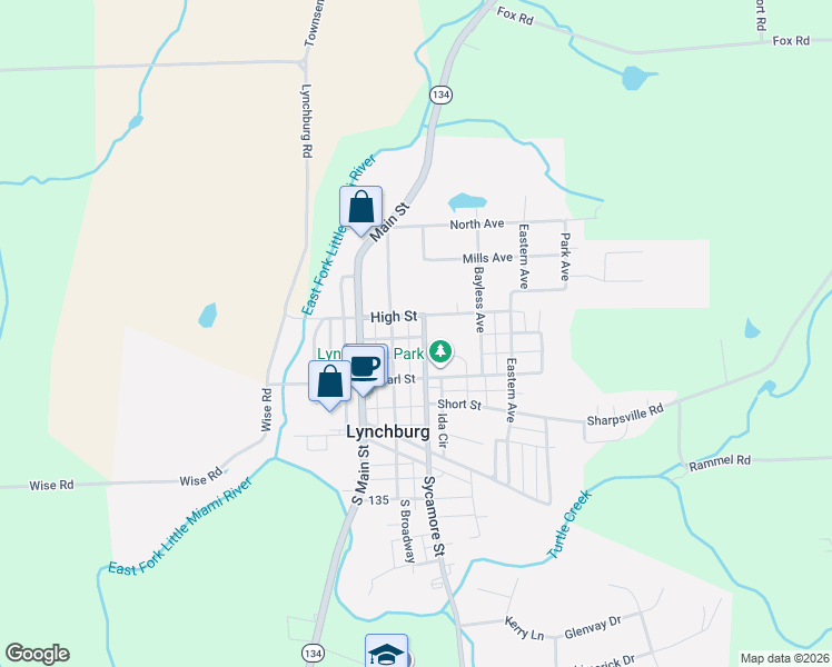 map of restaurants, bars, coffee shops, grocery stores, and more near 231 Sycamore Street in Lynchburg