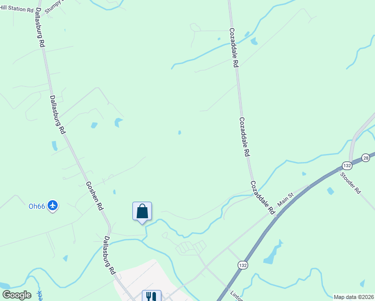 map of restaurants, bars, coffee shops, grocery stores, and more near 6857 Cozaddale Road in Goshen