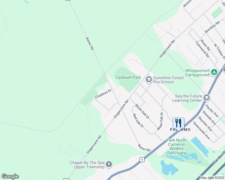 map of restaurants, bars, coffee shops, grocery stores, and more near 1 Chadwyn Drive in Ocean View