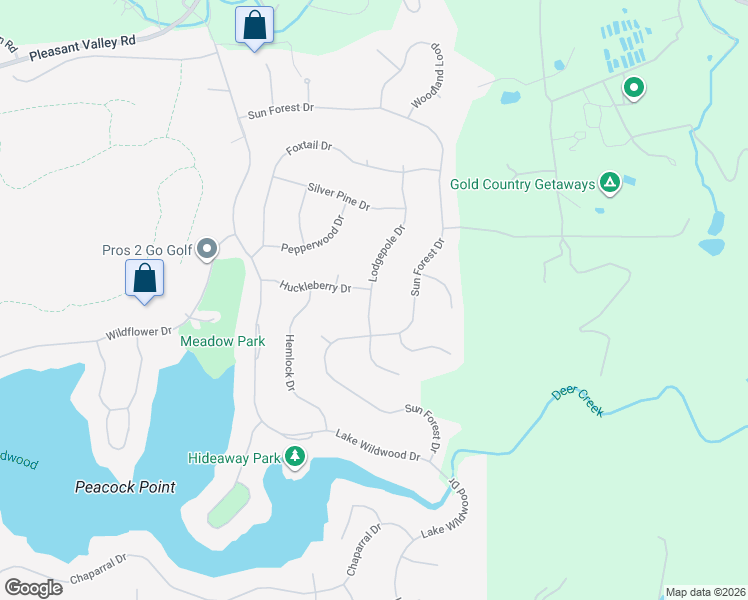 map of restaurants, bars, coffee shops, grocery stores, and more near 14130 Lodgepole Drive in Penn Valley