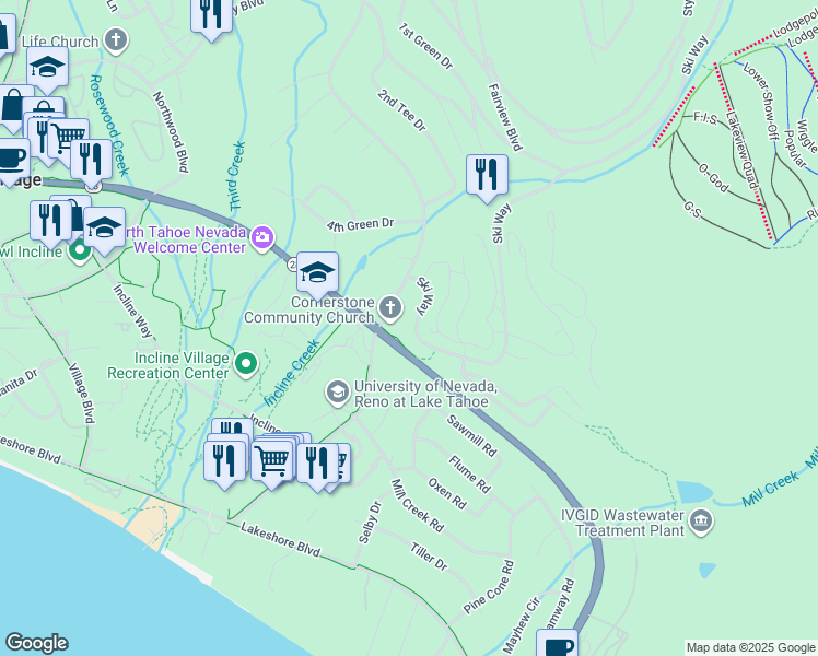 map of restaurants, bars, coffee shops, grocery stores, and more near 1014 Tahoe Boulevard in Incline Village