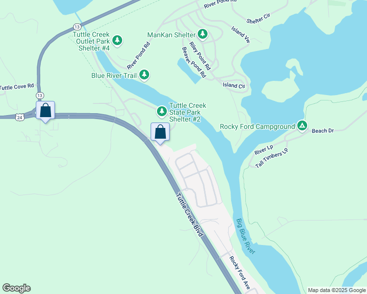 map of restaurants, bars, coffee shops, grocery stores, and more near 4480 Tuttle Creek Boulevard in Manhattan