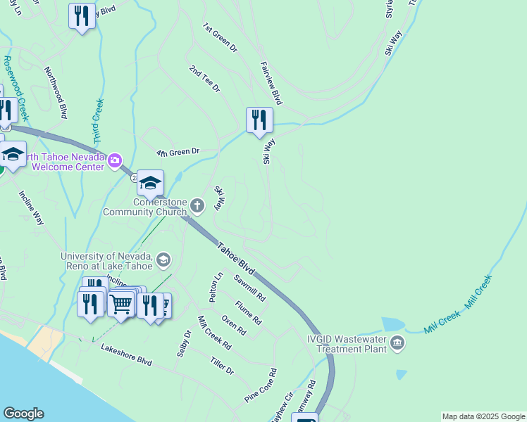 map of restaurants, bars, coffee shops, grocery stores, and more near 335 Burgundy Hill driveway in Incline Village