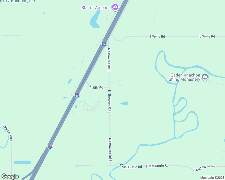 map of restaurants, bars, coffee shops, grocery stores, and more near 6700 N Showers Rd E in Bloomington