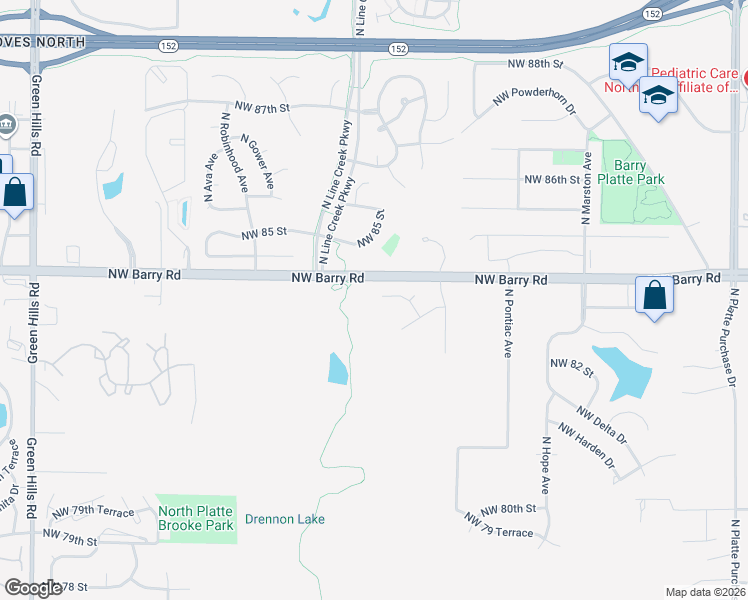 map of restaurants, bars, coffee shops, grocery stores, and more near 8387 North Britt Court in Kansas City