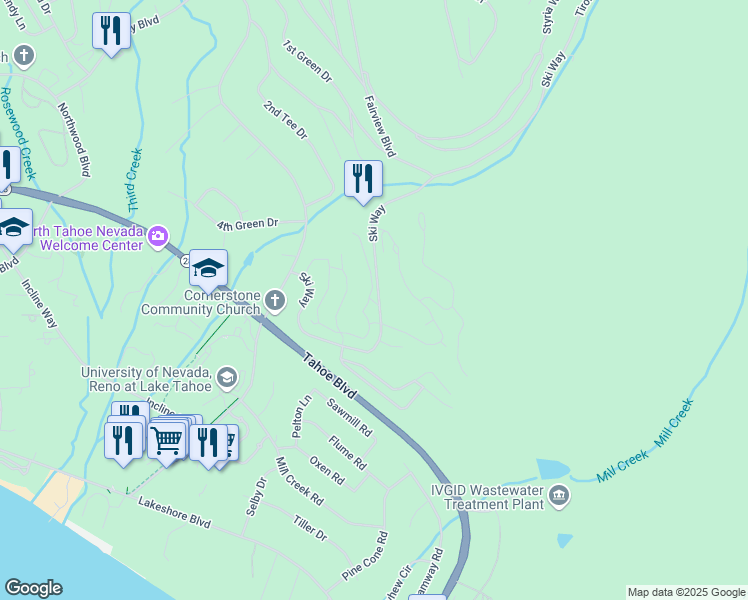 map of restaurants, bars, coffee shops, grocery stores, and more near 335 Burgundy Hill driveway in Incline Village