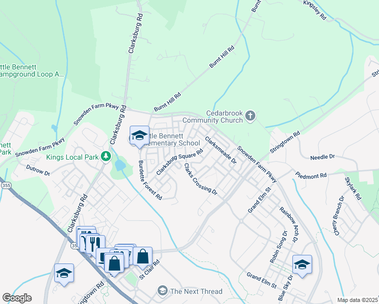 map of restaurants, bars, coffee shops, grocery stores, and more near 12901 Clarks Crossing Drive in Clarksburg