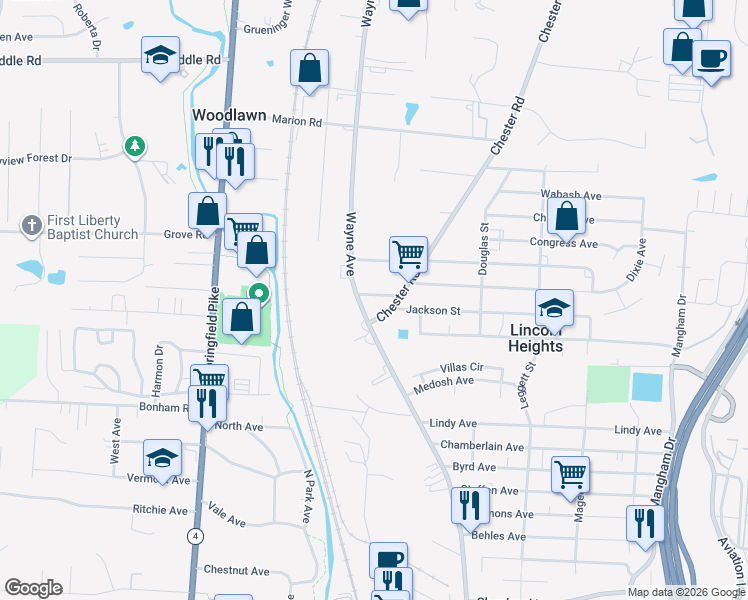 map of restaurants, bars, coffee shops, grocery stores, and more near 507 Van Buren Street in Cincinnati