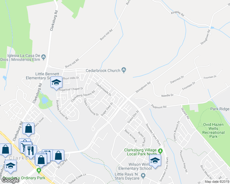map of restaurants, bars, coffee shops, grocery stores, and more near 12719 Piedmont Trail Road in Clarksburg