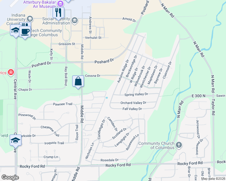 map of restaurants, bars, coffee shops, grocery stores, and more near 4625 Autumn Ridge Drive in Columbus