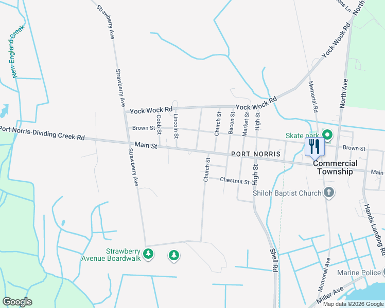 map of restaurants, bars, coffee shops, grocery stores, and more near 1651 Main Street in Commercial Township