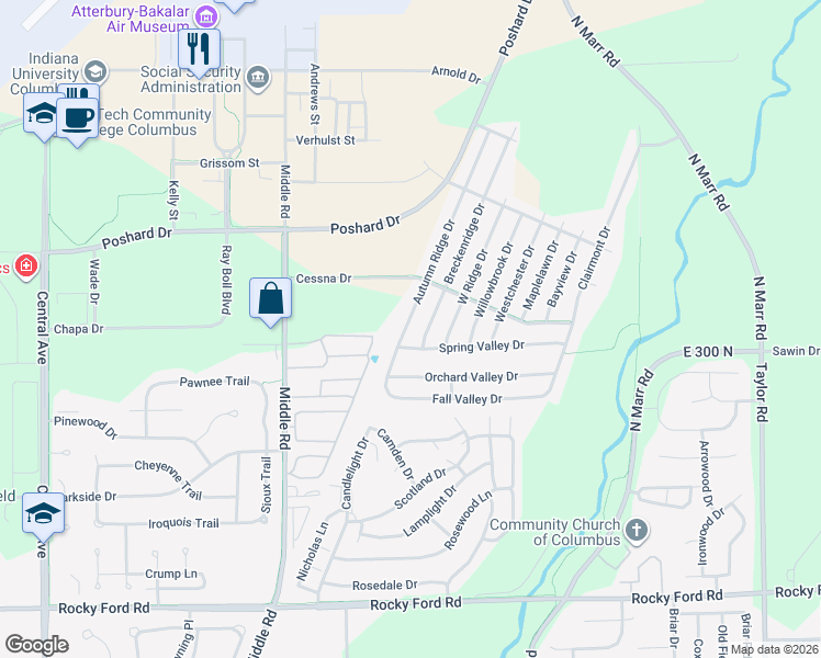 map of restaurants, bars, coffee shops, grocery stores, and more near 4625 Autumn Ridge Drive in Columbus