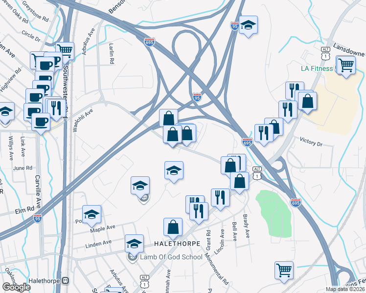 map of restaurants, bars, coffee shops, grocery stores, and more near 101 Independence Avenue Southeast in Washington