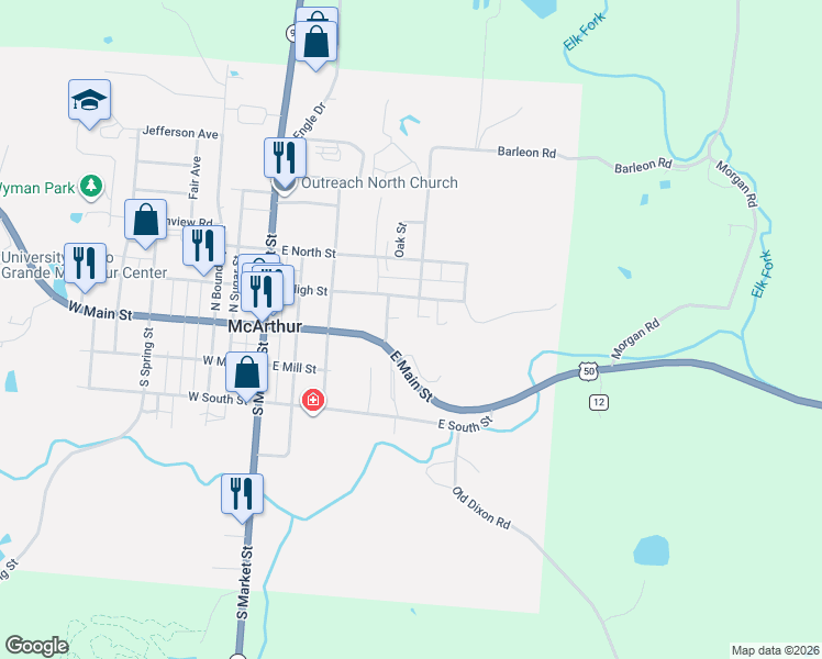 map of restaurants, bars, coffee shops, grocery stores, and more near 113 Rosemont Avenue in McArthur
