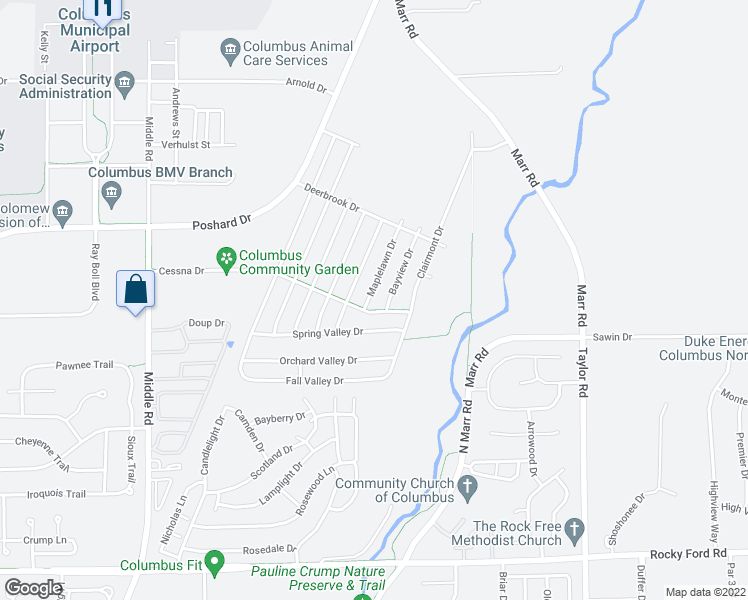 map of restaurants, bars, coffee shops, grocery stores, and more near 4655 Maplelawn Drive in Columbus