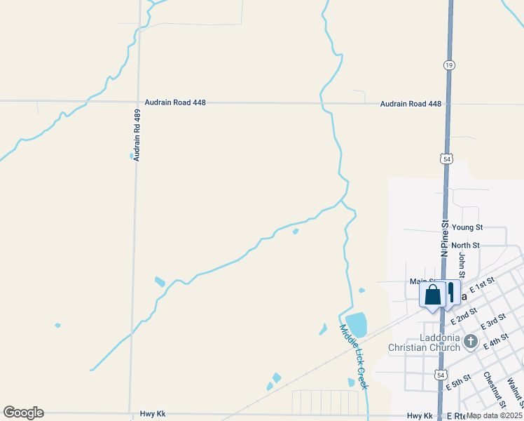 map of restaurants, bars, coffee shops, grocery stores, and more near in Laddonia