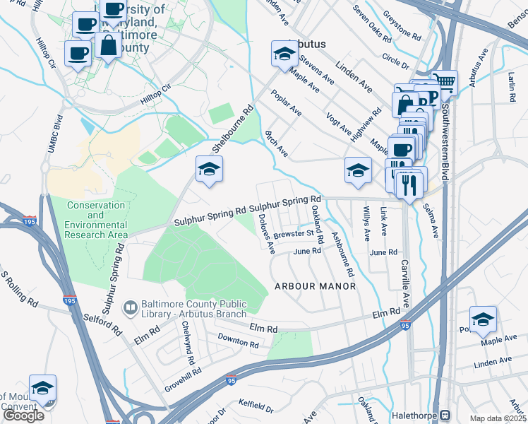 map of restaurants, bars, coffee shops, grocery stores, and more near 5505 Dolores Avenue in Halethorpe
